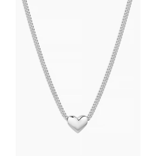 Gorjana Lou Heart Charm Necklace Silver Plated Jewelry
