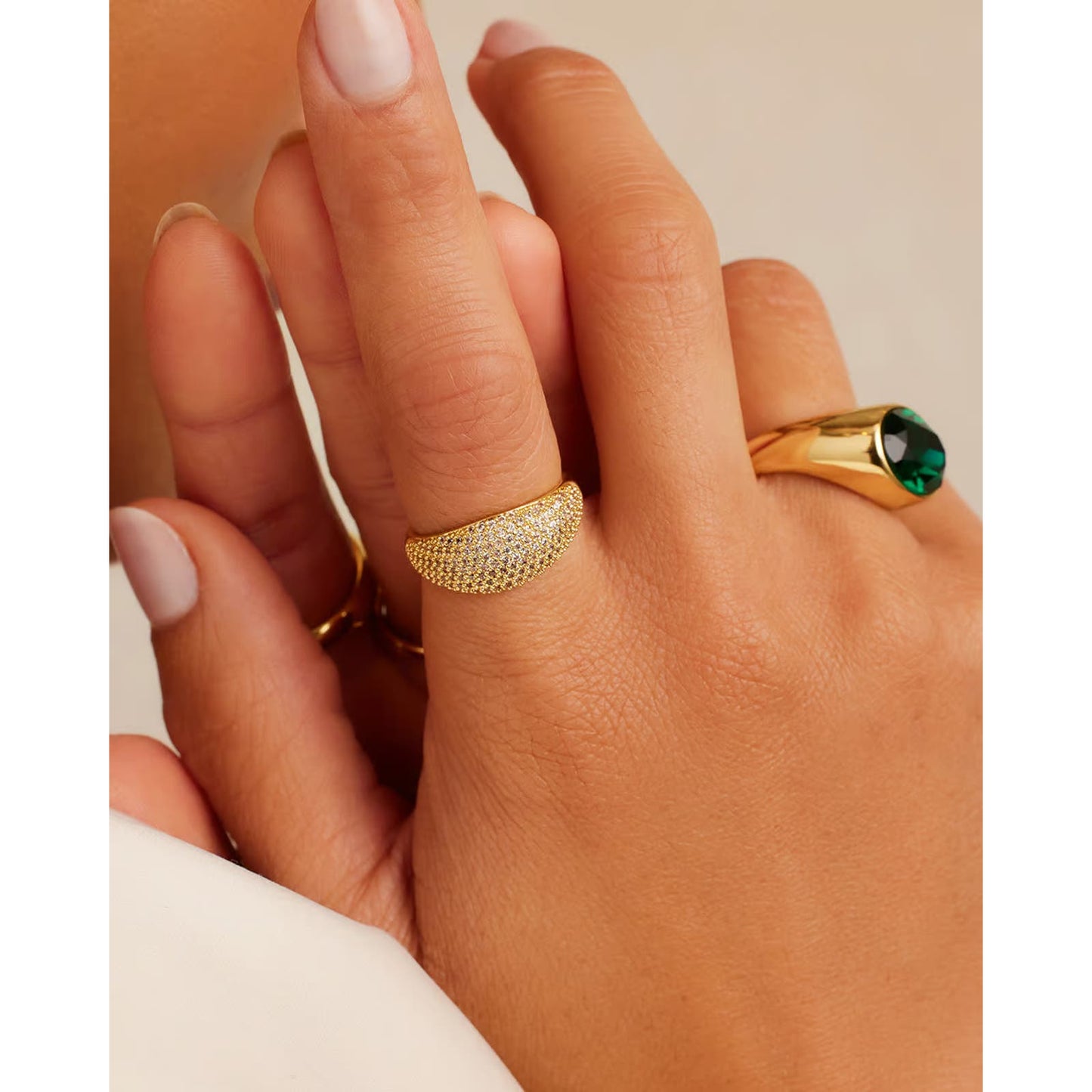 Gorjana Nova Shimmer Ring 18k Gold Plated Cubic Zirconia Party Jewelry Size 6