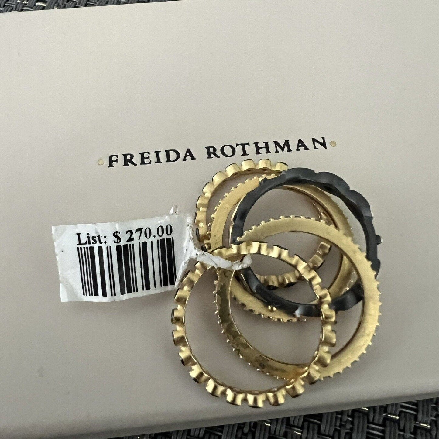 Freida Rothman Signature Marquise Station Ring Stack size 8