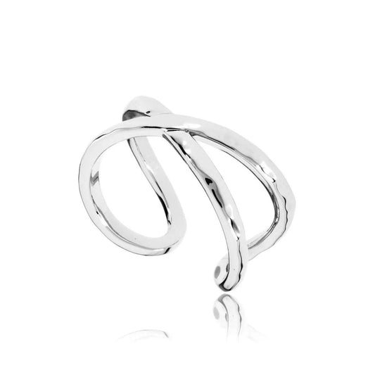 Gorjana Elia Silver Criss Cross Ring Adjustable Size 7
