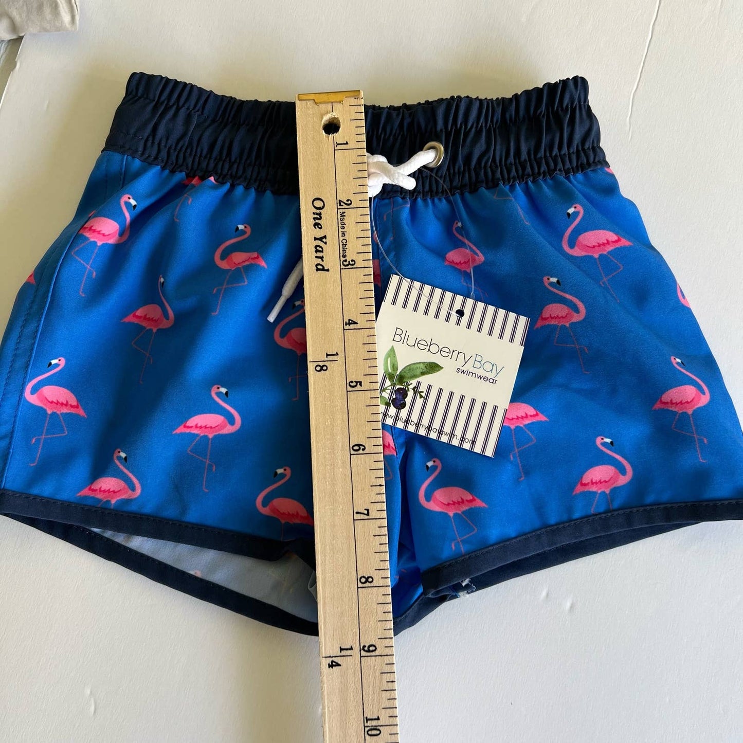 Blueberry Bay boys, flamingo, swim trunks Size 2T