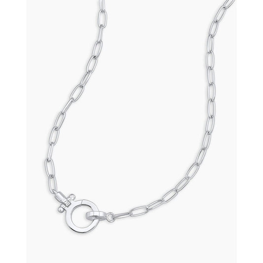 Gorjana Parker Mini Silver Plated Hinge Closure Pendant Chain Necklace 16 in.