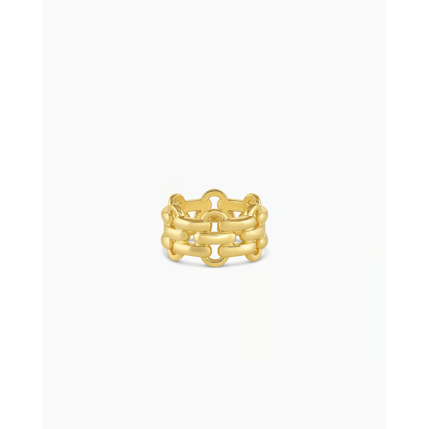 Gorjana Brooklyn Statement Ring 18k Gold Plated Chain Link Design Jewelry Size 8