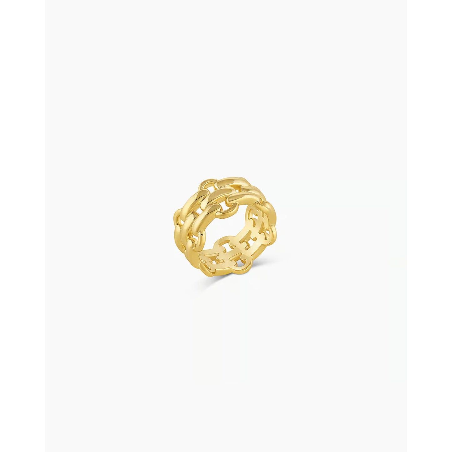 Gorjana Brooklyn Statement Ring 18k Gold Plated Chain Link Design Size 7
