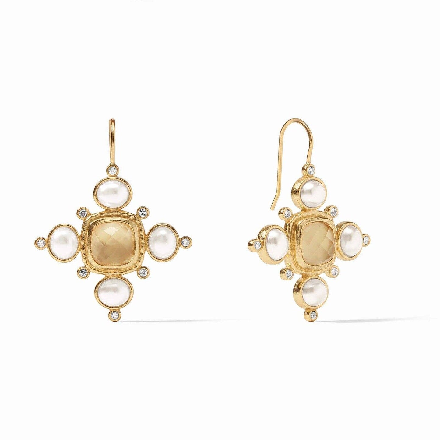 Julie Vos Tudor Earring Iridescent Champagne and Pearl Hook