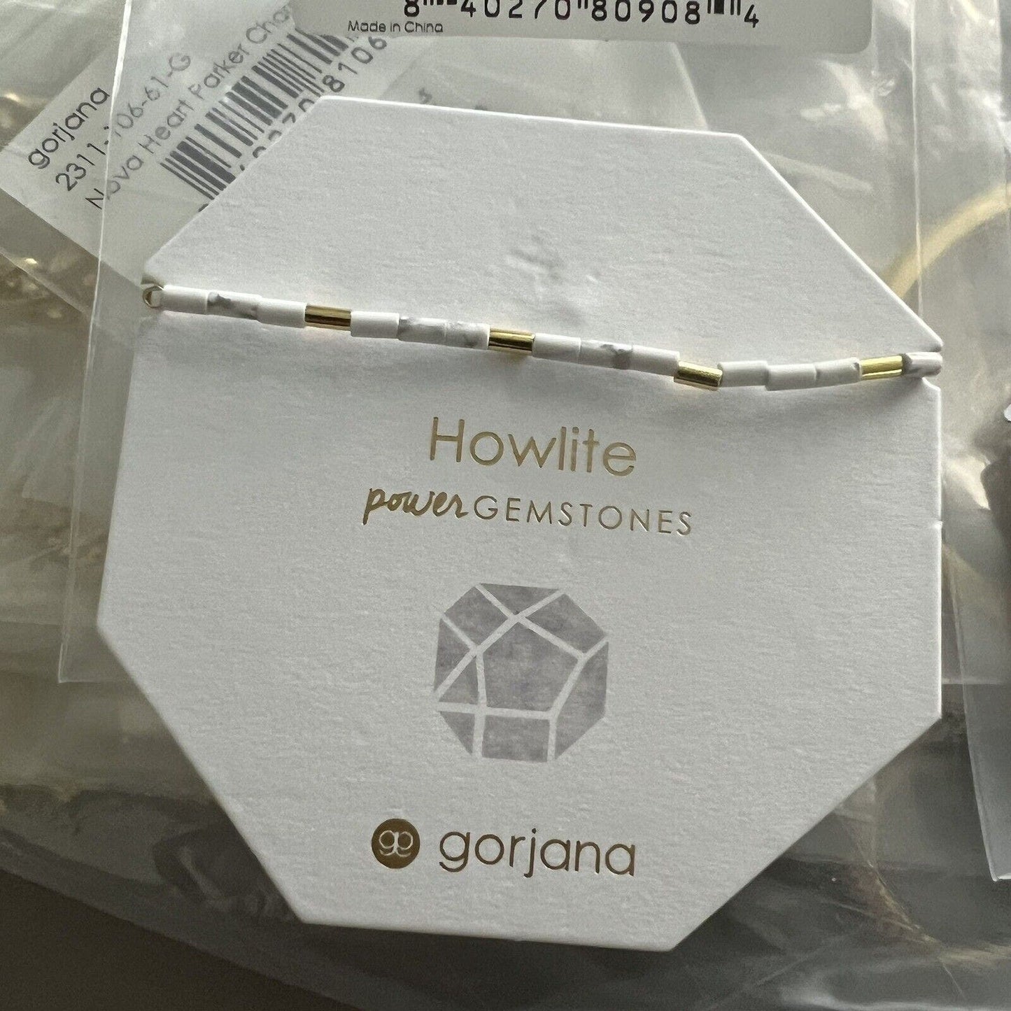 Gorjana Power Gemstone Tatum Howlite Stone Bracelet for Calming 18kgp