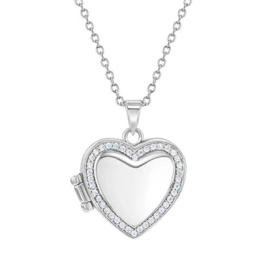 Sterling Silver Heart Photo Locket Necklace for Girls & Teens