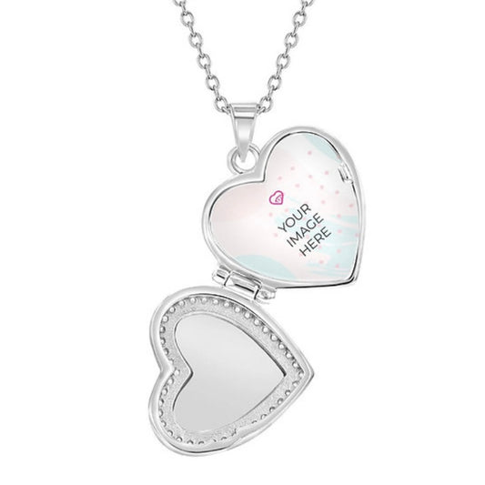 Sterling Silver Heart Photo Locket Necklace for Girls & Teens