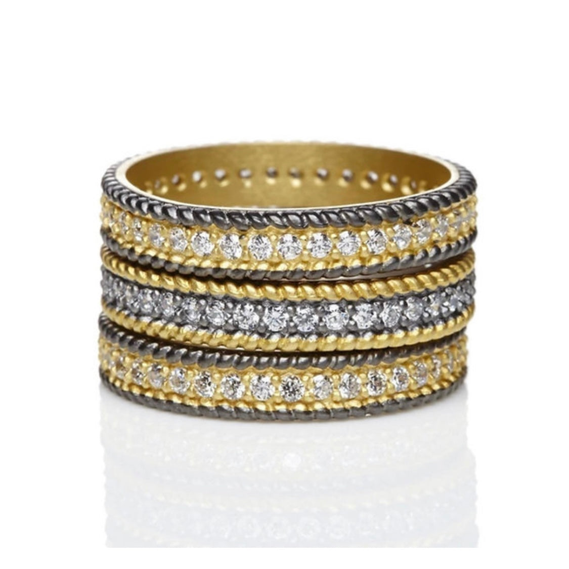 Freida Rothman Set of 3 Classic Pave Stackable Rings